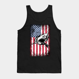 Patriotic Shark American Flag Tank Top